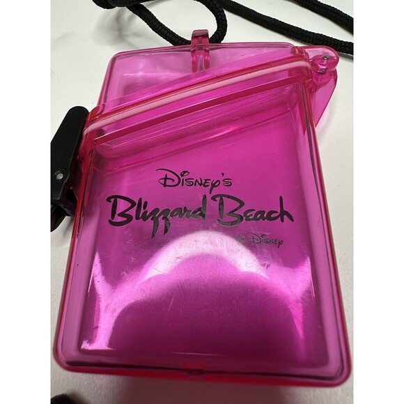 Disney Lanyard Blizzard Beach Pink Translucent Safe Holder Water Resistant Pool - Picture 2 of 11